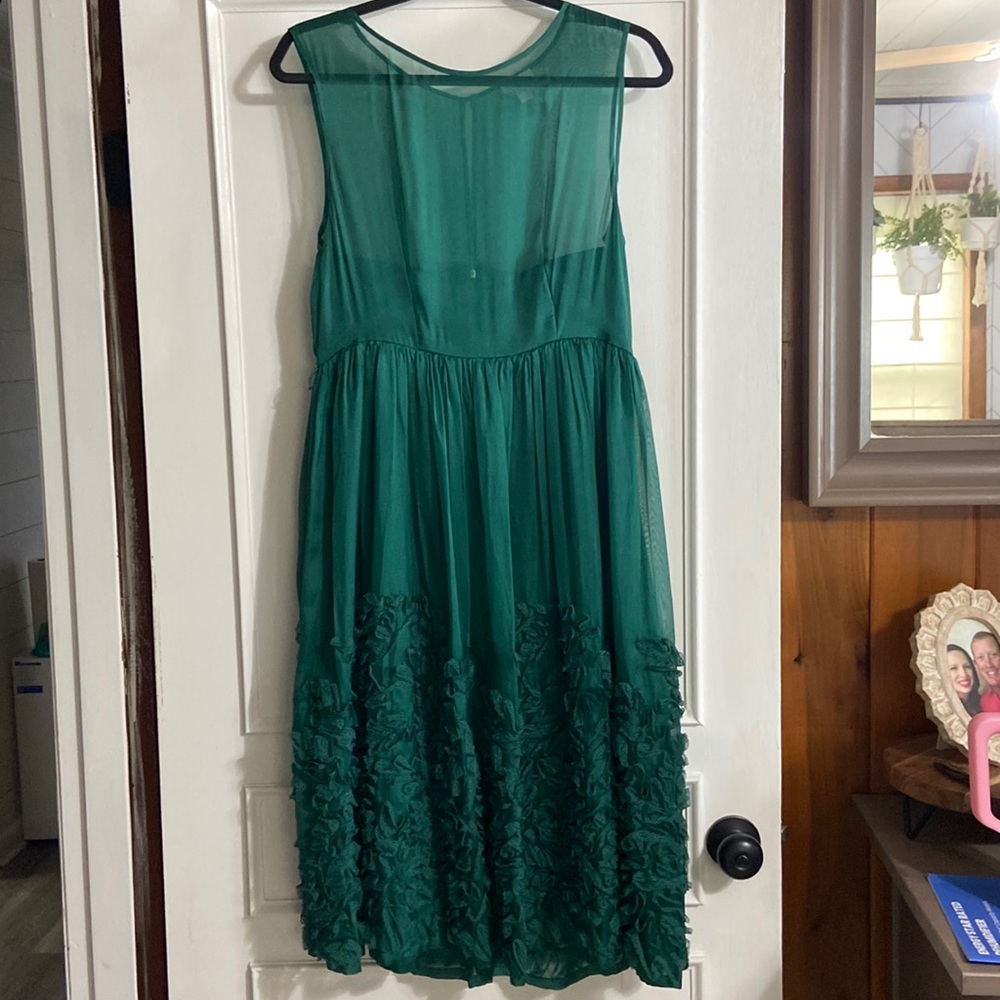 Green Anthropologie sheer dress